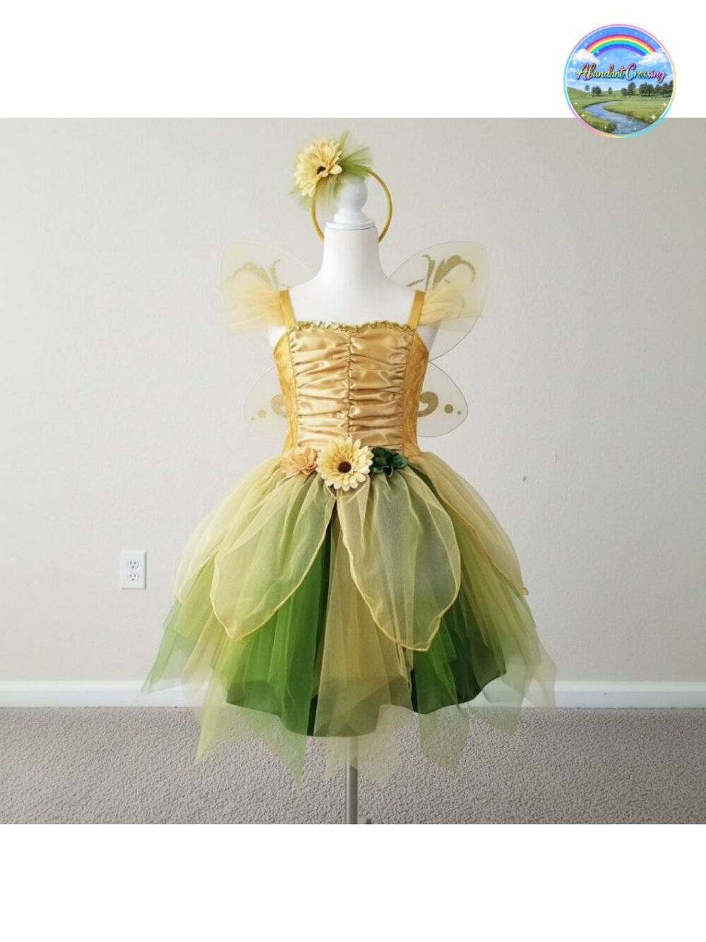 Girls Fairy Princess Costume Dress with Wings Headband Velvet Tutu